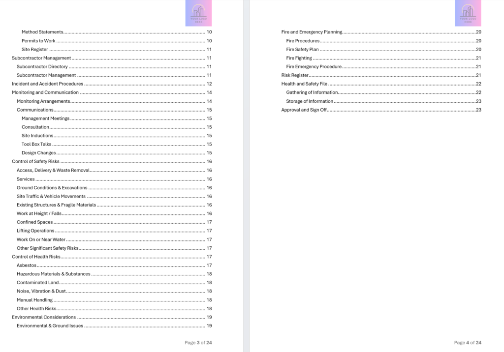 Construction Phase Plan Template