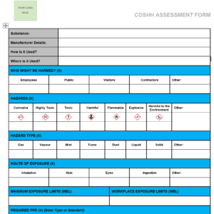 coshh assessment template