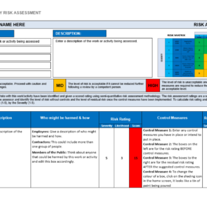 Blank Risk Assessment Template MS Word