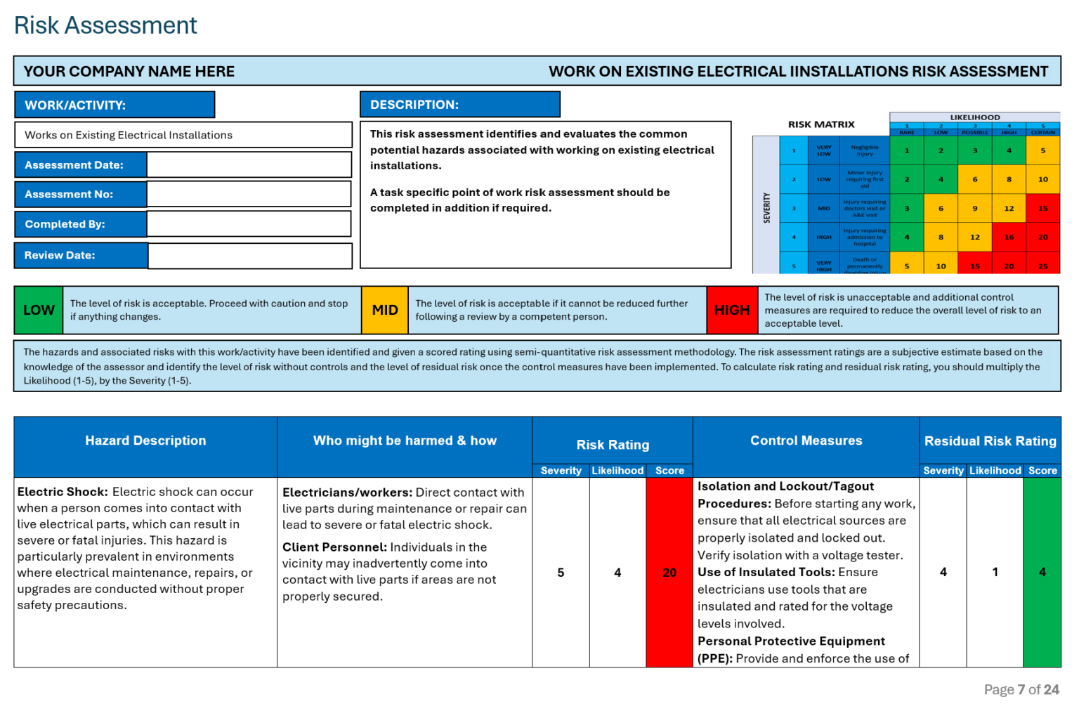 Works on Existing Electrical Installations Method Statement, Electrical ...