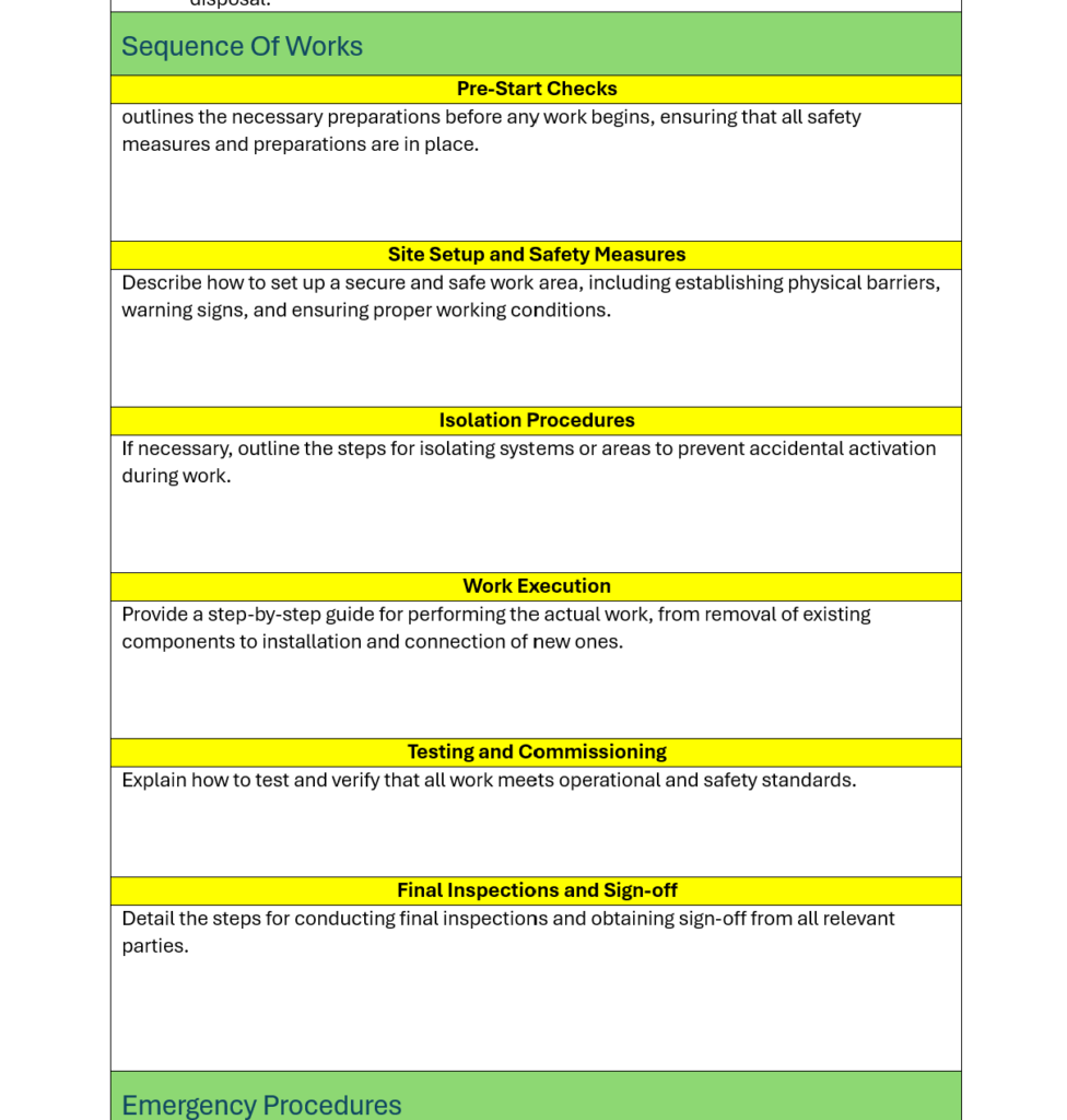 Blank Method Statement Template. Fully Customisable Microsoft Word ...