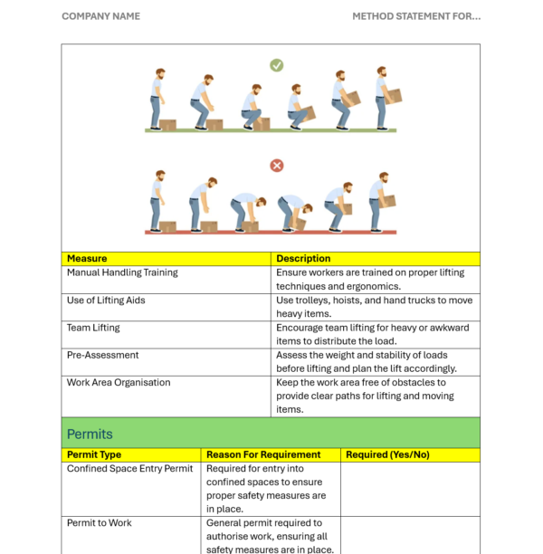 Blank Method statement template