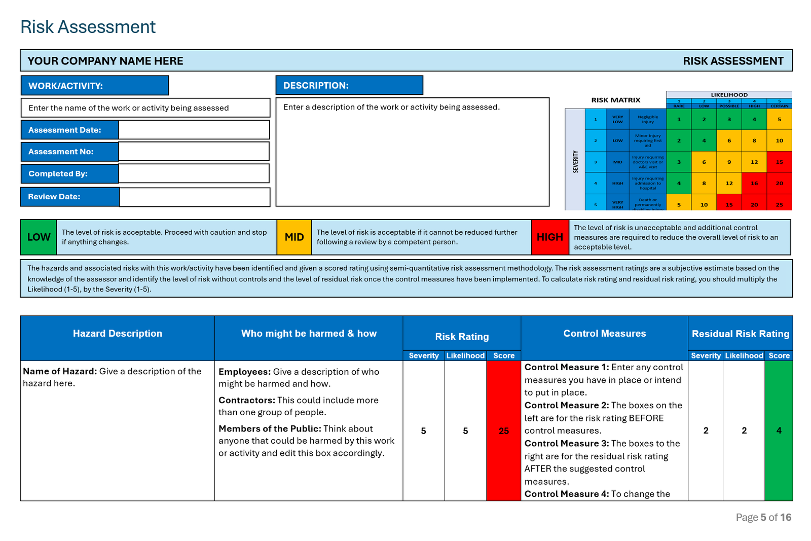 Blank RAMS Template Risk Assessment Method Statement Editable Blank RAMS Template Risk Assessment Method Statement Editable