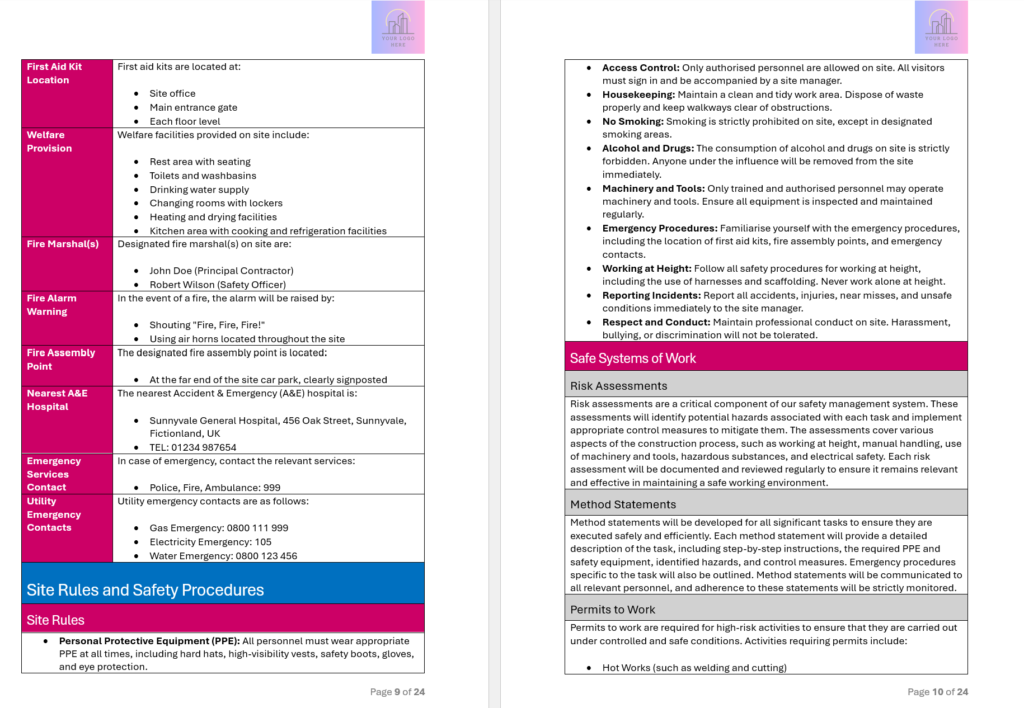 Construction Phase Plan (CPP) Template – MS Word - ACI Safety