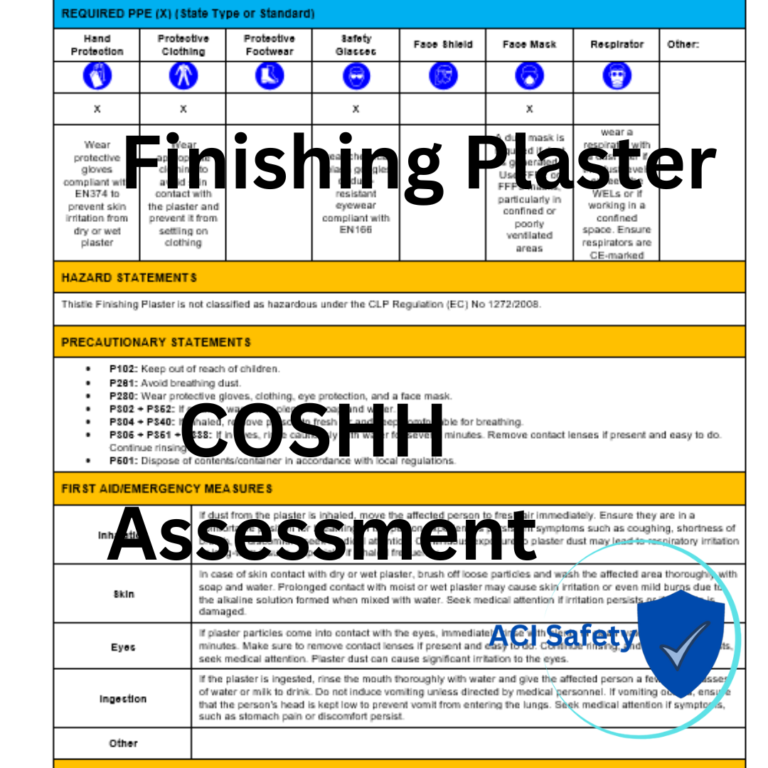 Finishing Plaster COSHH Assessment