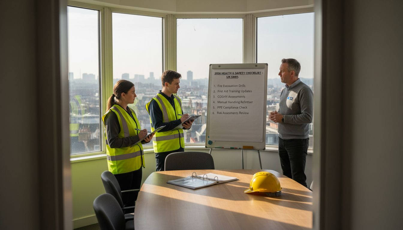 Team reviewing UK SMB safety checklist