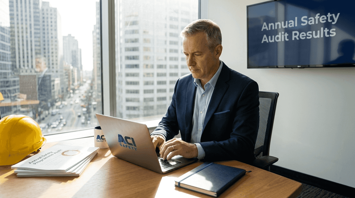 Safety manager conducting workplace safety audit