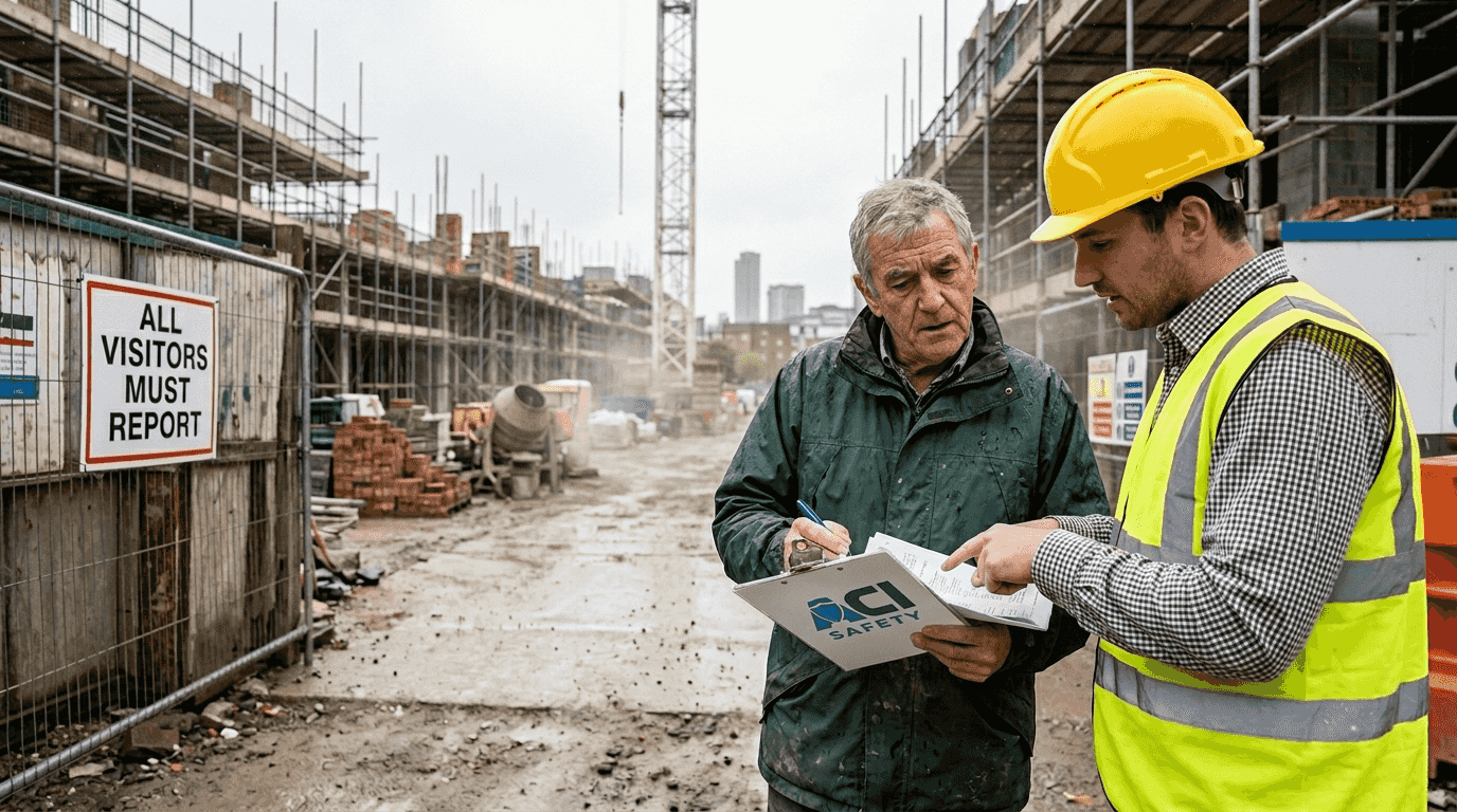 HSE inspector and manager on UK construction site