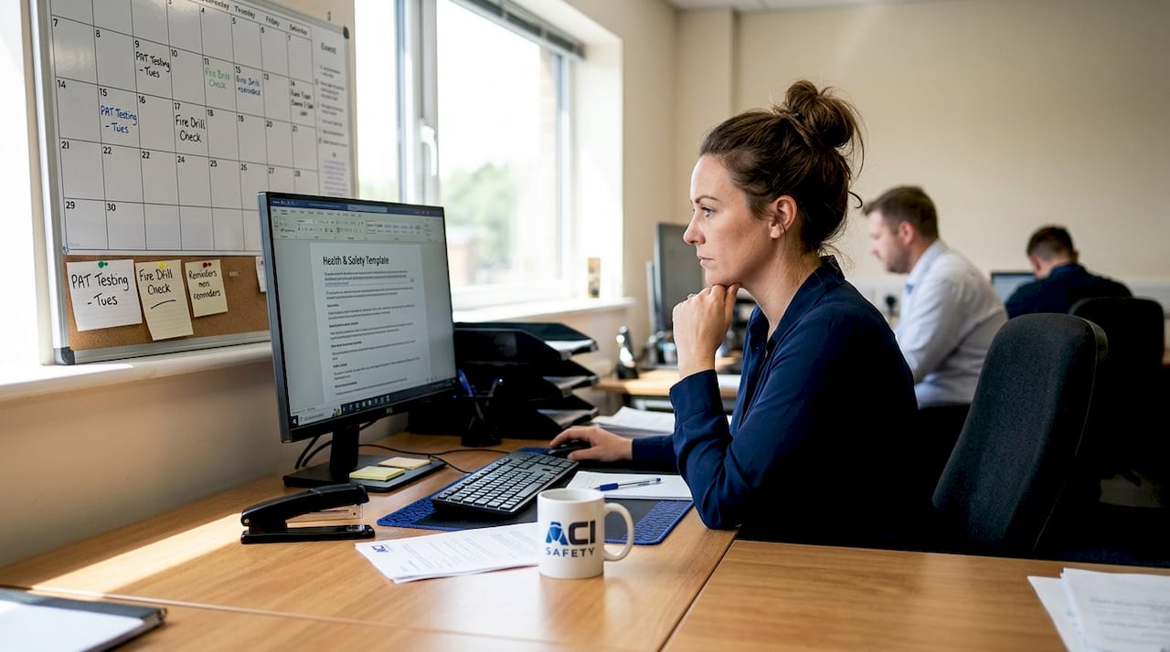 Office manager reviewing digital safety templates